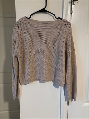 RDI Beige Open-Weave Crewneck Sweater